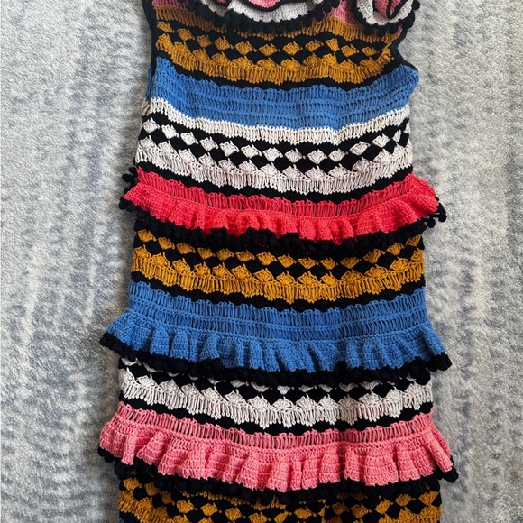 Zimmerman Tiered pompom-embellished crocheted cotton mini dress - Picture 4 of 6